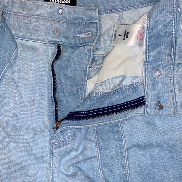 Express Super High Waisted Paperbag Tie Jean Shorts - Picture 7 of 8